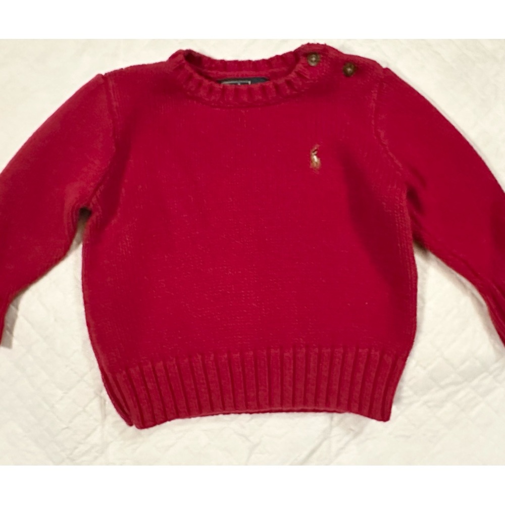 Polo by Ralph Lauren Baby Sweater Red 100% Cotton size 12 Months